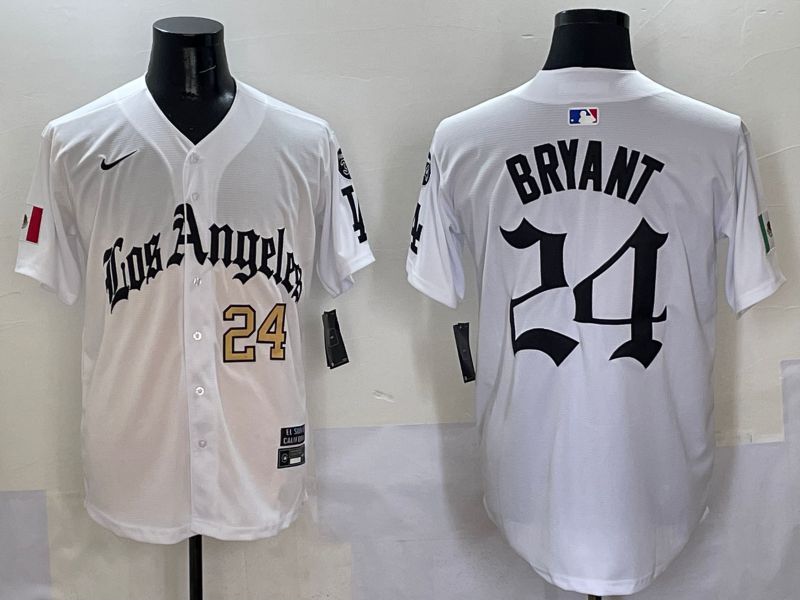 Men Los Angeles Dodgers #24 Bryant White Five generations Joint Name 2025 Nike MLB Jersey style 4->los angeles dodgers->MLB Jersey